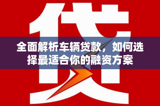 白塔全面解析车辆贷款，如何选择最适合你的融资方案