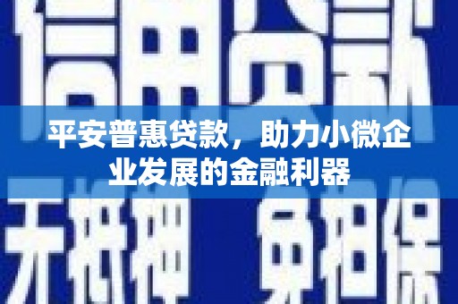 白塔平安普惠贷款，助力小微企业发展的金融利器